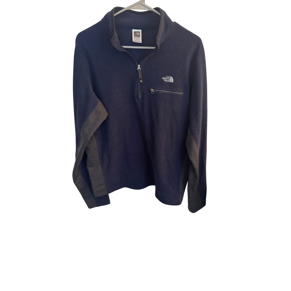 The North Face Fleece Pullover Mens L Navy Blue Flight Series Polartec 1/4 Zip - Picture 2 of 9